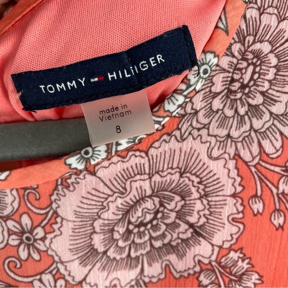 Tommy Hilfiger Coral White Floral Lined Sleeveless Keyhole Back Shift Dress - Picture 3 of 13